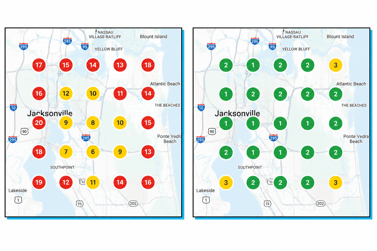 Jacksonville grid before and after